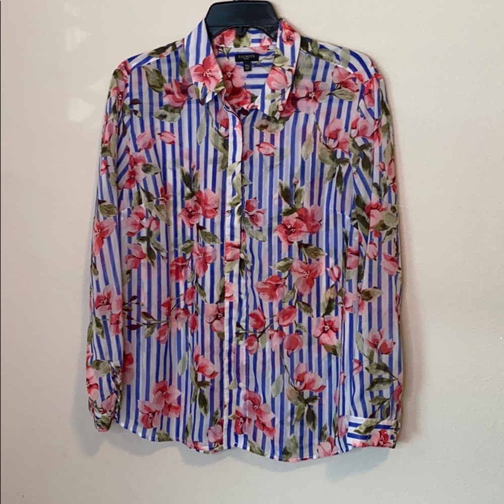Talbots Sheer Floral Blouse 🌺